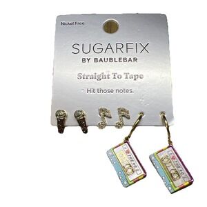 Baublebar Earrings I Love The 90s - Microphone Music Note Cassette Tape Sparkles